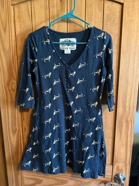 Effie's Heart Navy Tiger Motif V-Neck Tunic Dress